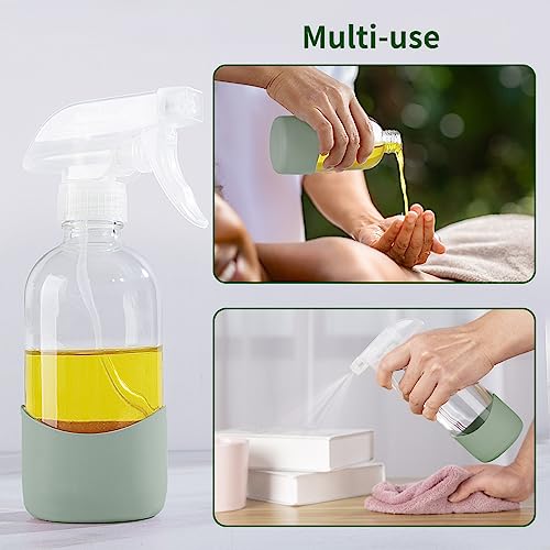 8 Oz Empty Clear Glass Spray Bottles with Silicone Sleeve Protection Refillable Containers for Cleaning Solutions