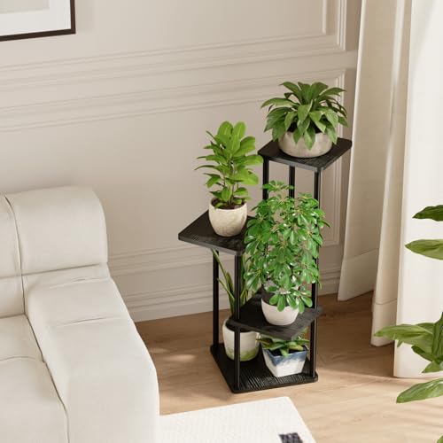 Small Plant Stand Indoor Corner Metal Plant Shelf (Dark Brown / 4 Tier)