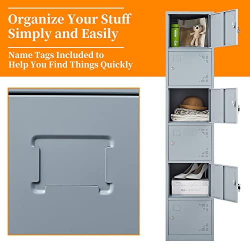 Metal Locker with 6 Doors (Grey(no Legs) / 6 Doors-71")