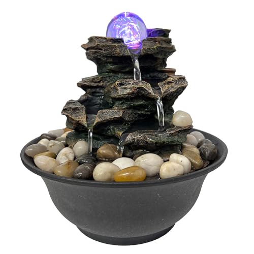 Spinning Orb Rock Cascading Tabletop Fountain