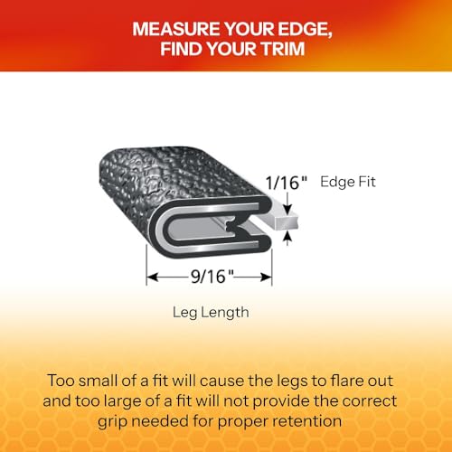 Edge Trim Fits 1 (25 Feet / Fits 1/16" Edge, 9/16” Leg Length, Dual Gripping Fingers)