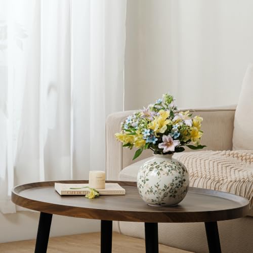 Ceramic Flower Vase for Home Decor (13-green and Beige)