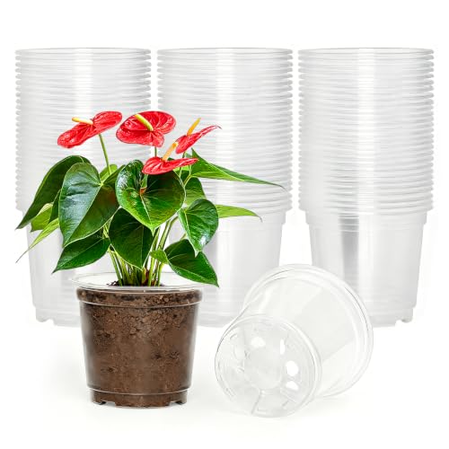 120 Pack 4 Inch Clear Nursery Pots with Drainage Hole (4 Inch 120 pack)