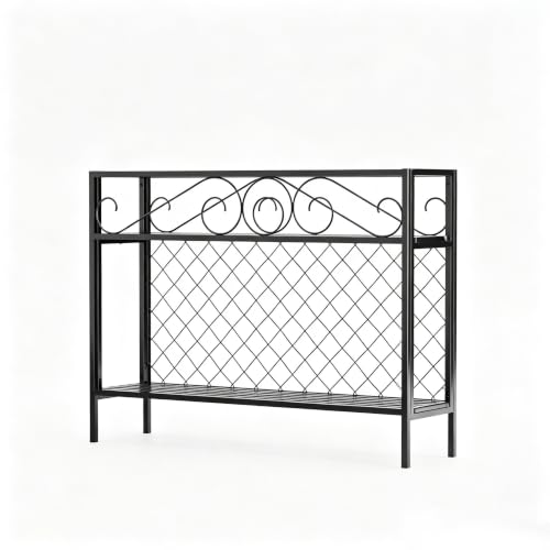 2 Tier Metal Narrow Plant Stand Indoor Outdoor 47.24L easy assembly