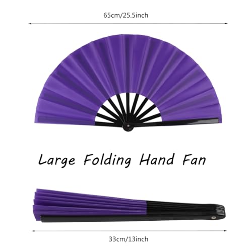 2 Pack Large Folding Hand Fan for Men (2 Purple)