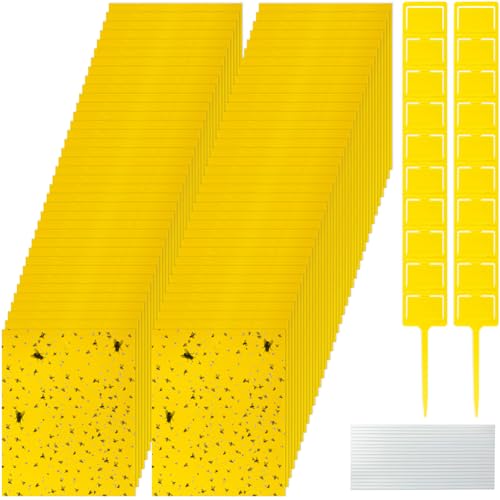220 Pcs 7.87 x 9.84 Inch Yellow Sticky Traps for Plant Gnats Dual Sided Fruit Fly Sticky Traps for Indoor Outdoor with Twist Ties & Plastic Holders for Insect (7.87 x 9.84 Inches)