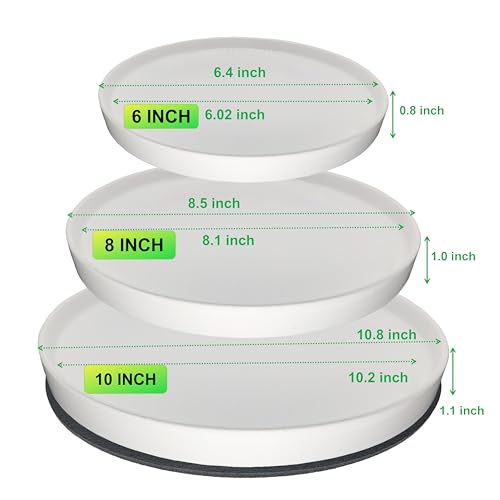 Ceramic Plant Saucer Pot Tray 6、8、10 Inch White (6+8+10in 3pack / White)