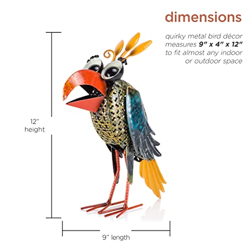 12" Tall Outdoor Metal Wide (12" Multicolor Bird)