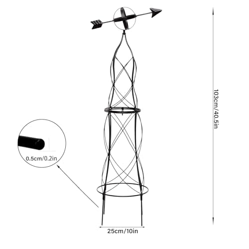 41" Obelisk Trellis for Climbing Plants (black-41"x10")