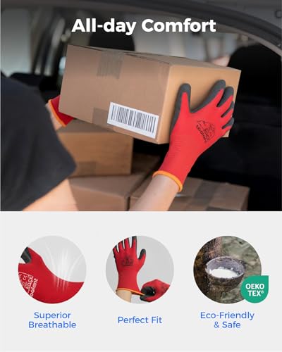 Crinkle Latex Work Gloves (Medium / Black & Red)