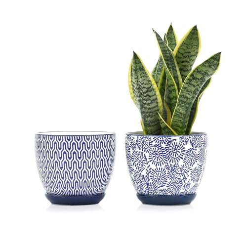Ceramica Plant Pots (Vintage Blue / 6.5 Inch, Set of 2)
