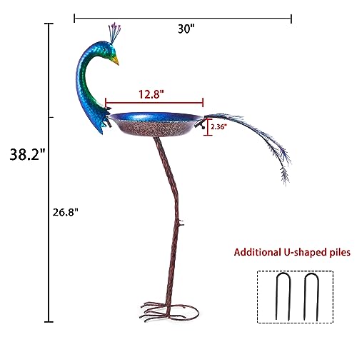 12.8" W*38.2" H Peacock Bird Bath