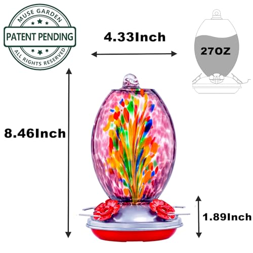 Glass Humming Bird Feeders for Outdoors (Purple Fireworks)