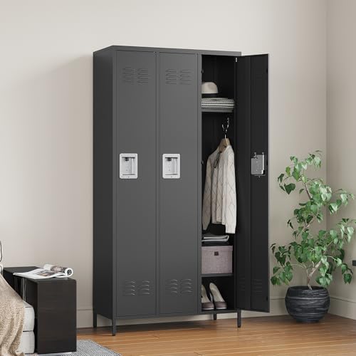 Metal Lockers for Employees (3 Door / Black)