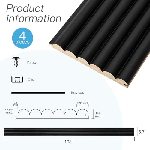 108 x 5.7 Inch Fluted Wood Textured Slat Wall Panel (17 Sq Ft)