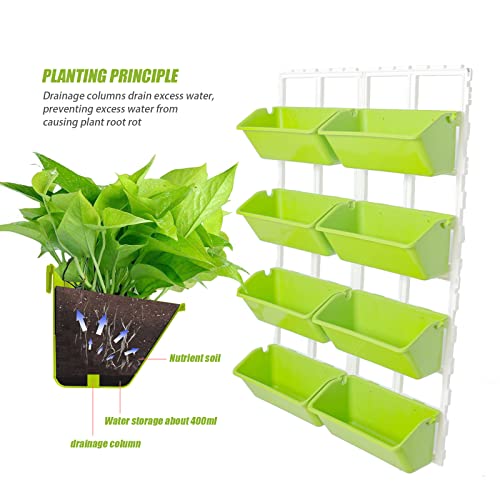 8 Pockets Vertical Garden Wall Planter Raised Beds Hanging Planter Wall Mounted Flower Beds for Flowers Vegetables Herb (Light Green)