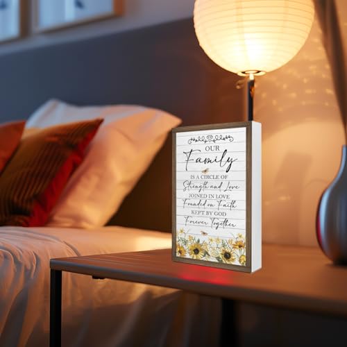 Our Family is a Circle of Strength and Love Wooden Box Sign (Our Family is a Circle of Strength and Love)