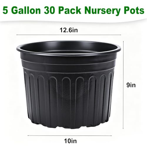 30 Pack 5 Gallon Flexible Plant Nursery Pots (5Gallon 30P)