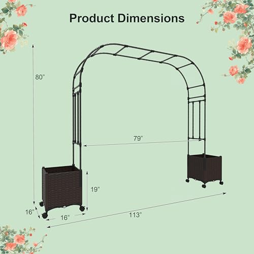 6.6 FT Garden Arbor with Planter Boxes