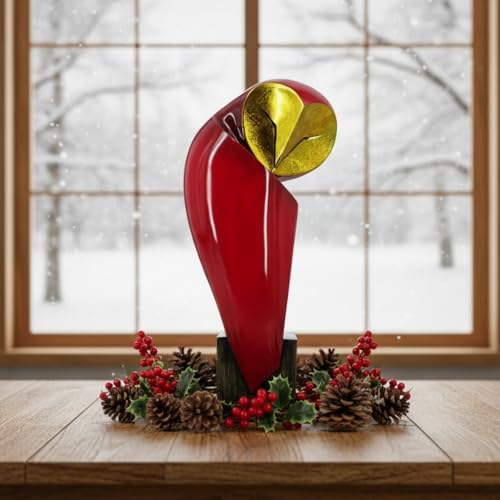 15 Inch Resin Owl Sculpture (Red)
