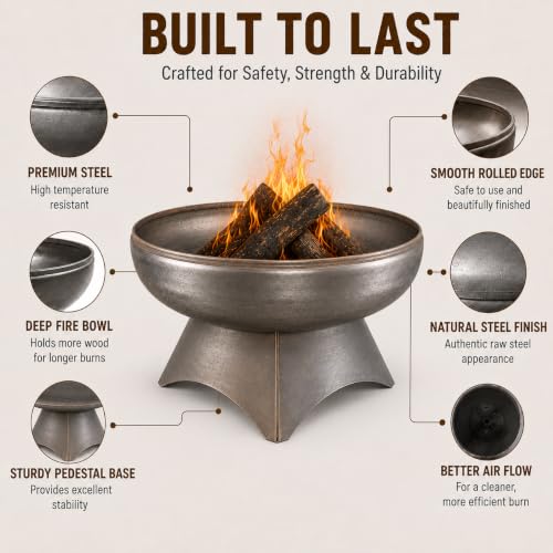 Liberty 30” Wood Burning Fire Pit Carbon Steel with Standard