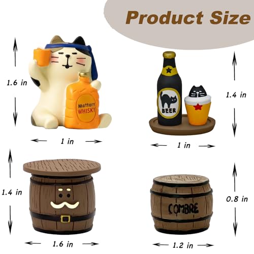 Funny Mini Cat Drinking Figurines Set (Barrel Set)