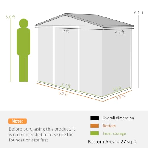 7' x 4' Outdoor Storage Shed Garden Tool Metal Shed White (White / 7' x 4')