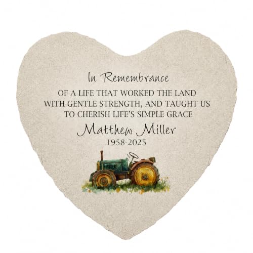 Personalized Tractor Memorial Stone (Tractor / Heart)