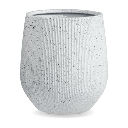 KUTENEST 19" Large Ribbed Corso Fiberstone Outdoor Planter