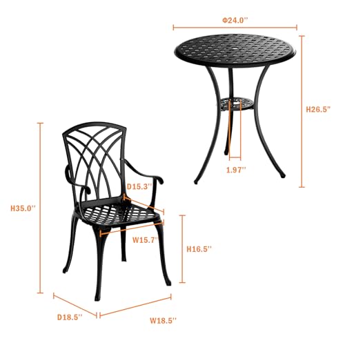 Patio Bistro Set 3 Piece (Woven / Black)