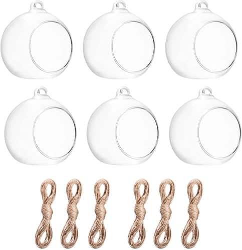 2.36" 6cm Hanging Tealight Candle Holder Glass Globes Air Plant Orb Glass Candlestick Lights Terrariums Candles Terrarium Vase Containers Home Decor Indoor Outdoor Garden DIY Gifts