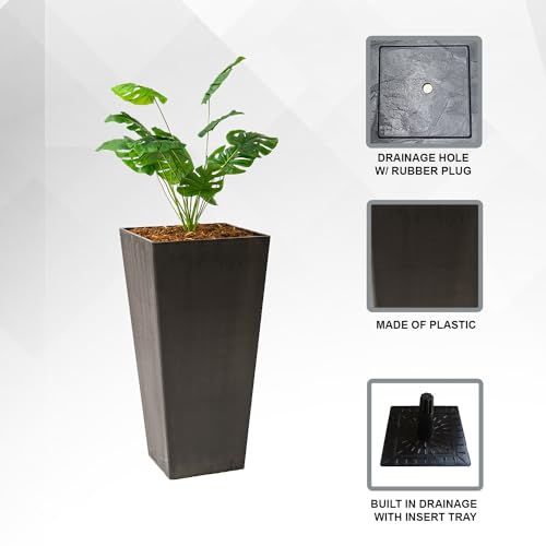 28 Inch Tapered Planter (Black / 28" H)