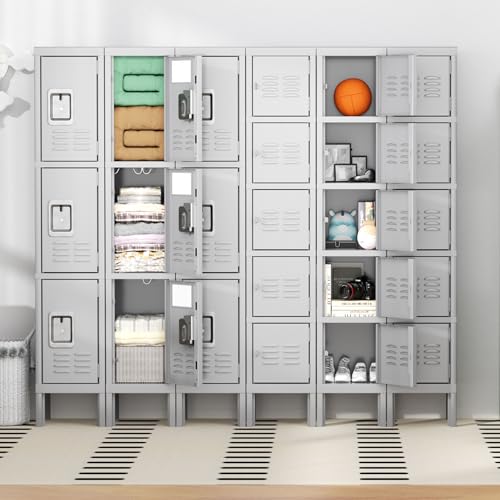 Metal 5 Tier Lockers for Employees Steel Lockers for Gym (Grey / 5 doors)