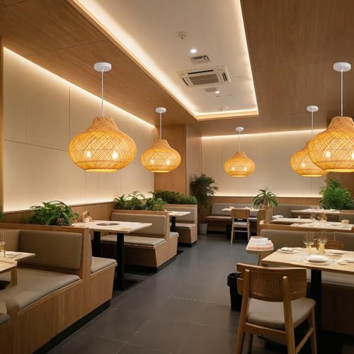15" Rattan Pendant Light (Black Metal+Rattan / 14.96" 2-Light)