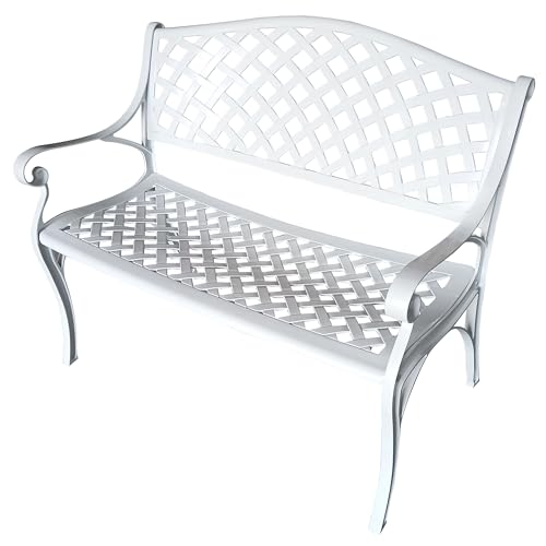 Outdoor Aluminum Modern Patio Bench Loveseat (White)