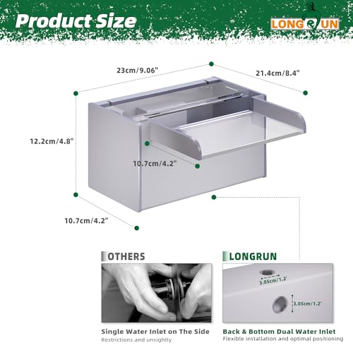 Pond Waterfall Stainless Steel Pond Spillway Color for Ponds 9.06" (9.06 inch Acrylic(New model))