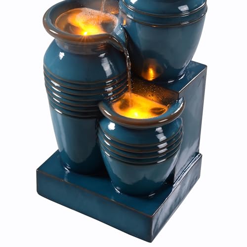 28.74 in. 4 Tier Cascading Bowl Water Fountain (Blue)