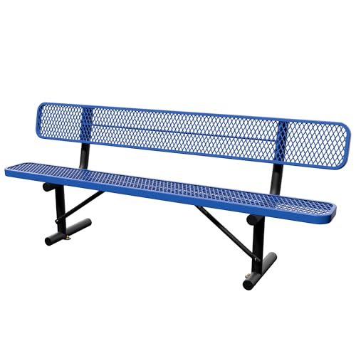 8 Feet Steel Park Bench for Outside (8 FT / Dark Blue)