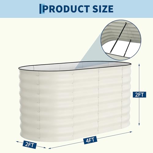 2 Pack 4x2x2ft Galvanized Raised Garden Bed (Beige-oval / 4x2x2ft 2pcs)