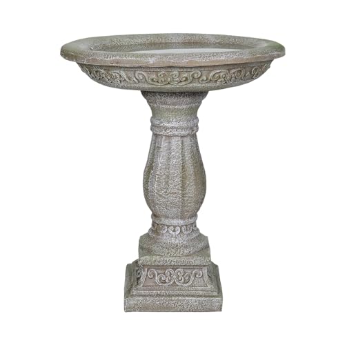 20”Dia.X 23.8”Tall Outdoor Birdbath with Pedestal (Gray / 23.8inch)