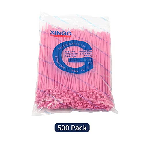 10 Inch Cable Zip Ties (Pink / 10 inch (40 lbs, 500 pcs))