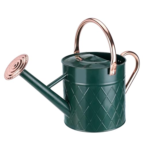 1.75 Gallon Outdoor Metal Watering Can for Garden Plants (Green)