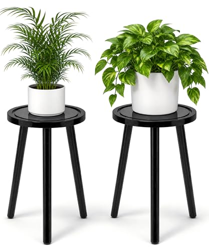 2 Pack Wood Plant Stands Indoor (Black / 2 Pack)