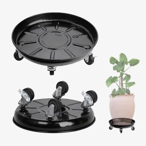 3 Pack Metal Plant Caddy with Wheels 12 Inch Black (12)