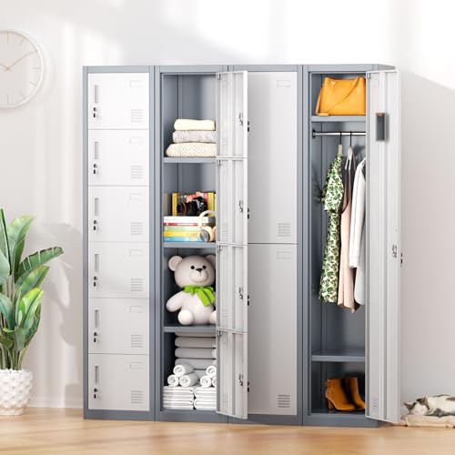Metal Locker with 6 Doors (White Grey / 6 doors)