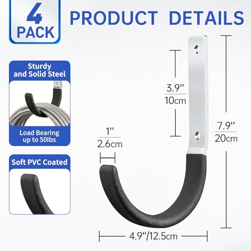 Heavy Duty Steel Garage Hooks (Dark Brown-4PC)