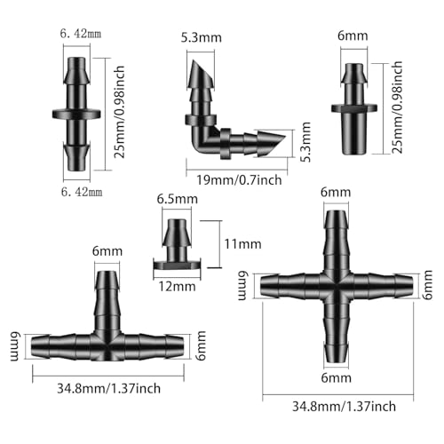 600 Pcs Barbed Connectors Drip Irrigation Fittings Kit (600 Pcs (1/4" barbed connectors))