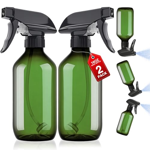 Green Plastic Spray Bottles 2 Pack 16 oz (16 Ounces / Green)