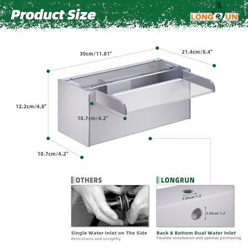 Pond Waterfall Stainless Steel Pond Spillway Color for Ponds 11.8" (11.8 inch Acrylic(New model))