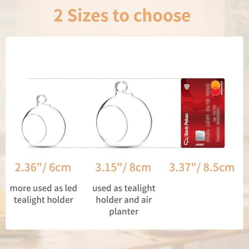 Mini Hanging Glass Tealight Holders Bulk (2.36 inches)